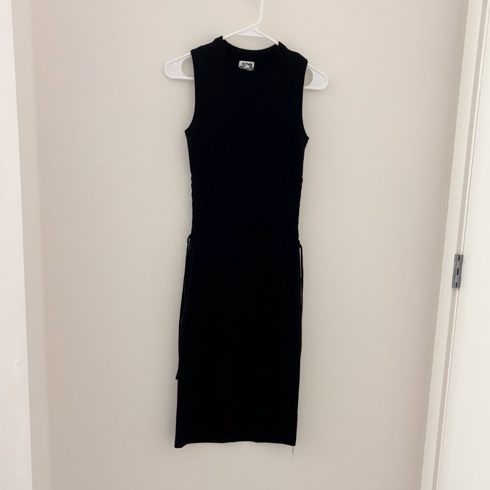 Future Collective Reese Blutstein Midi Black Sweater Dress with side ties